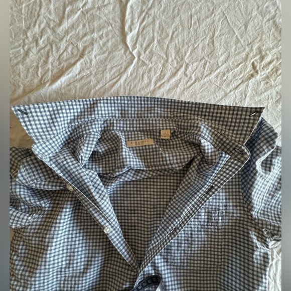 Burberry Brit Gingham Check Short Sleeve Button Down Shirt Size M Baby Blue - Picture 7 of 9
